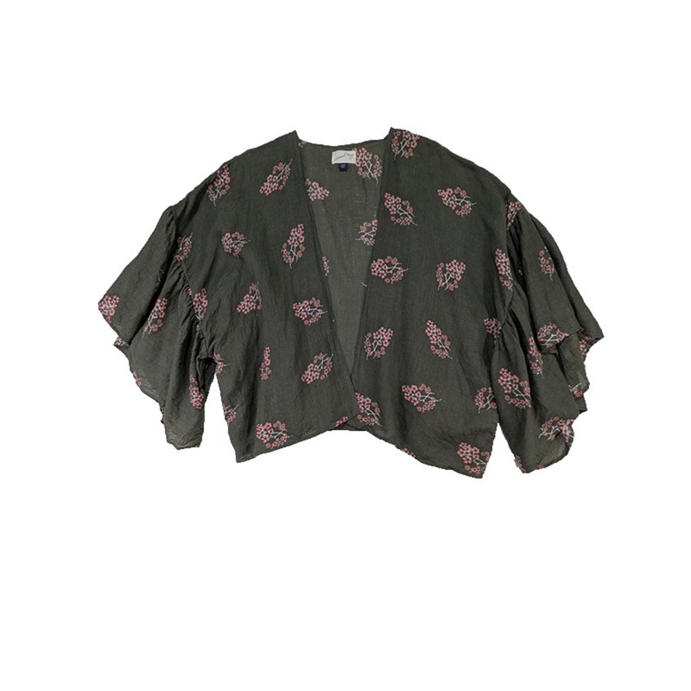 Universal Thread Linen Kimono Top Cardigan Womens OSF Green Art Teacher‎ Cottage